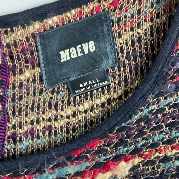 Anthropologie Maeve Stripeknit Swing Tweed Boucle Navy Blue Mini Dress sz Small - Picture 9 of 11